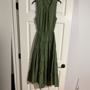 Cotton sleeves elastic waist cutout dress